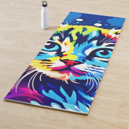 Esterilla De Yoga Vibrant Neon Kitty Art