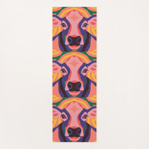 Esterilla De Yoga Vibrant Pop Art Cow Face Portrait