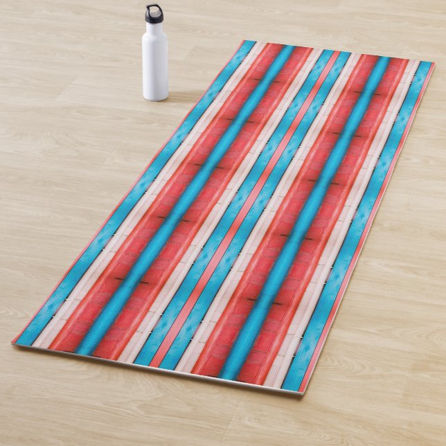 Esterilla De Yoga Vibrant red, blue and pink stripes pattern (In situ)