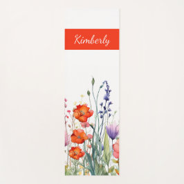 Esterilla De Yoga Vibrant Watercolor Wildflowers Personalized