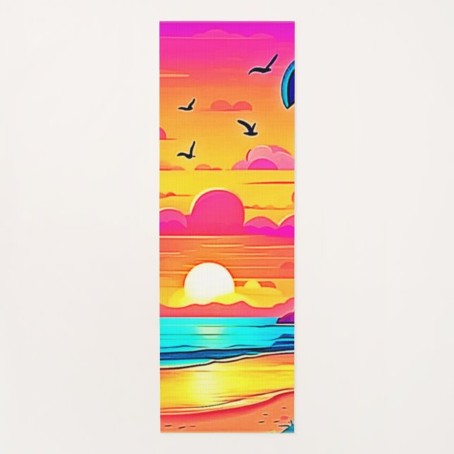 Esterilla De Yoga Vibrante atardecer tropical (Anverso)