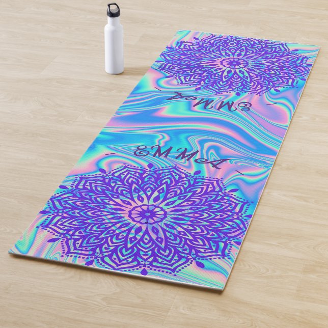 ESTERILLA DE YOGA VIBRANTE ELEGANTE PERSONALIZACIÓN BEACH VIBE GLASS (In situ)