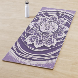 Esterilla De Yoga Vibrante Mandala de Alto Contraste Blanco y Púrpur