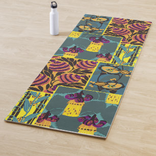 Esterilla De Yoga Vibrante Maximalista Estampado Floral Púrpura y Tu