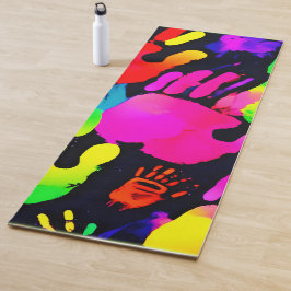 Esterilla De Yoga Vibrante Neon Handprint Art