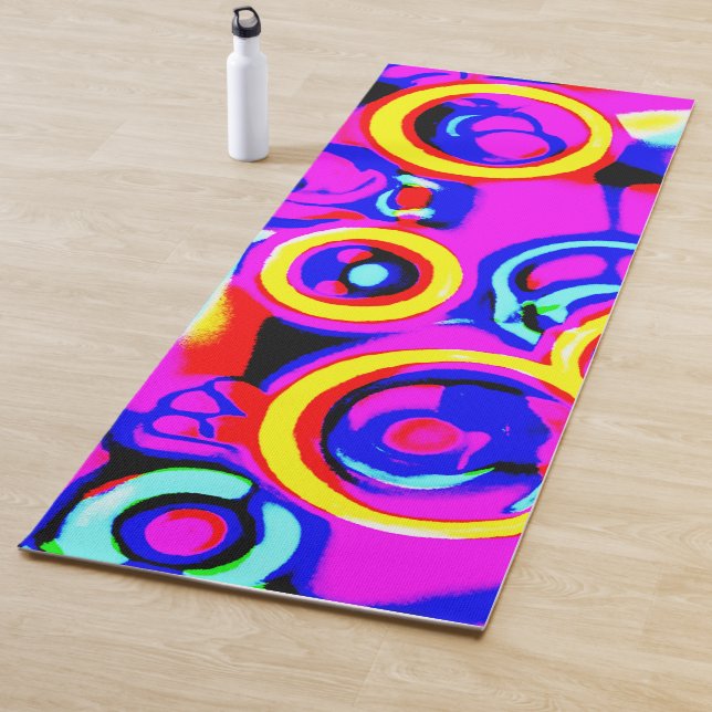 Esterilla De Yoga Vibrante patrón de neón colorido (In situ)