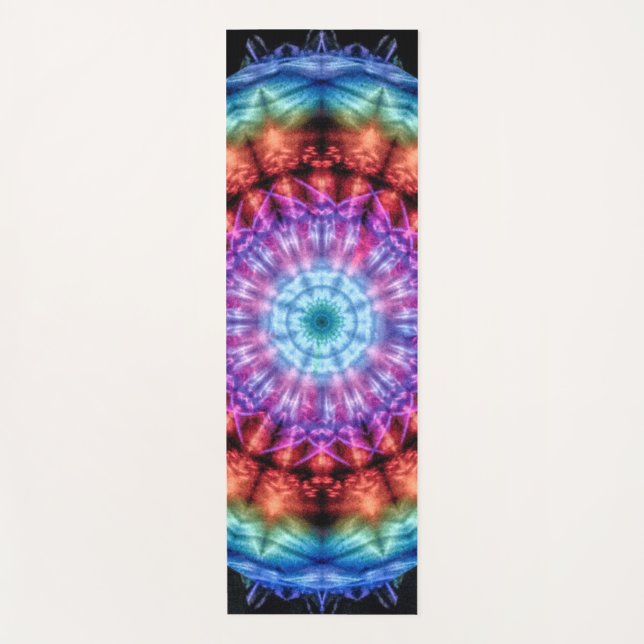 Esterilla De Yoga Vibrante Tie Dye Kaleidoscope Arcoiris Mandala (Anverso)