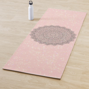 Esterilla De Yoga Viejas estrellas de Mandala Shimmery en rosa