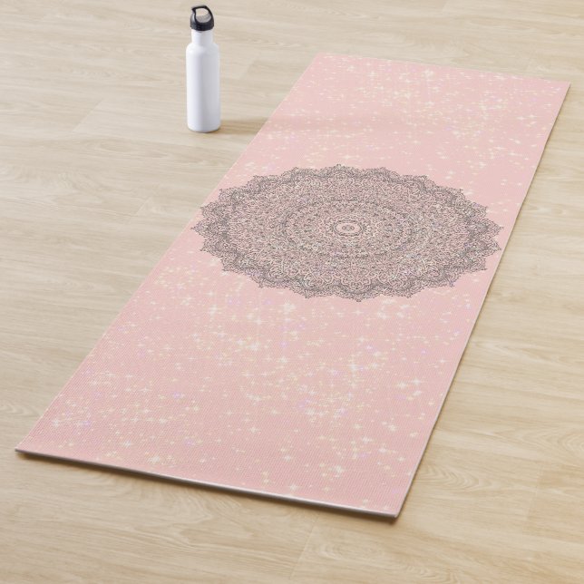 Esterilla De Yoga Viejas estrellas de Mandala Shimmery en rosa (In situ)