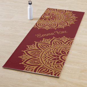 Esterilla De Yoga Vino y oro de Borgoña Mandala
