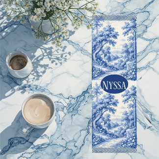 Esterilla De Yoga Vintage Blue French Toile Parisian Charm Landscape