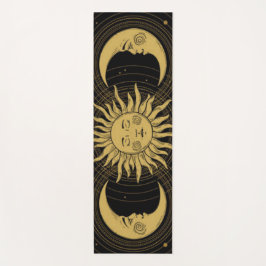 Esterilla De Yoga Vintage Celestial Golden Surya Chandra Namaskar