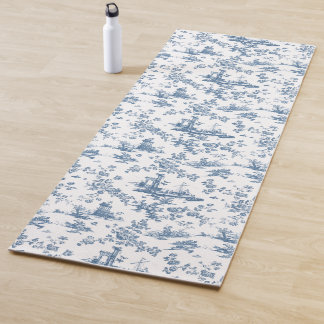 Esterilla De Yoga Vintage English Floral Toile de Jouy-Blue