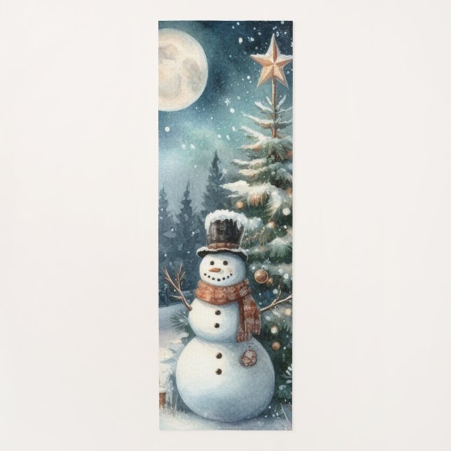 Esterilla De Yoga Vintage/Rustic/Snowman/Navidades (Anverso)