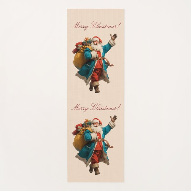 Esterilla De Yoga Vintage Santa Personalized Christmas Design (Anverso)