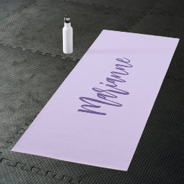 Esterilla De Yoga Violeta nombre personalizado en letra cursiva