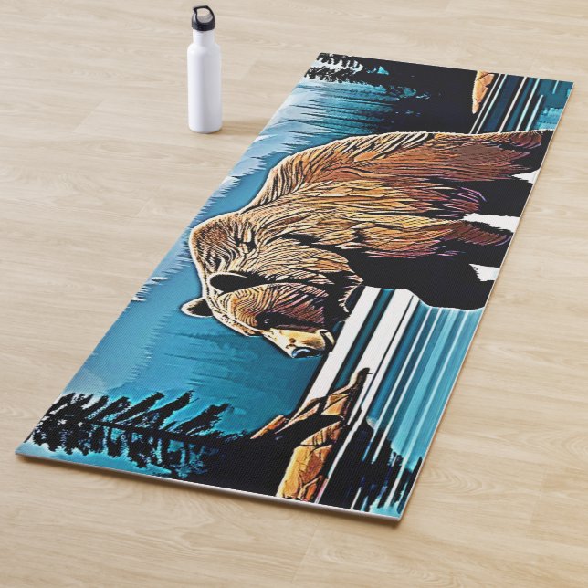 Esterilla De Yoga Vista de la montaña del lago Grizzly (In situ)