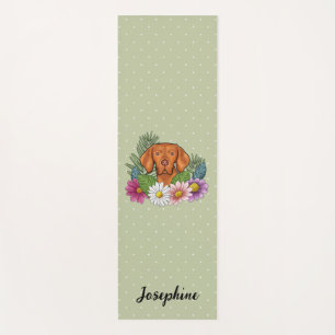 Esterilla De Yoga Vizsla Húngaro Con Flores Coloridas Y Nombre