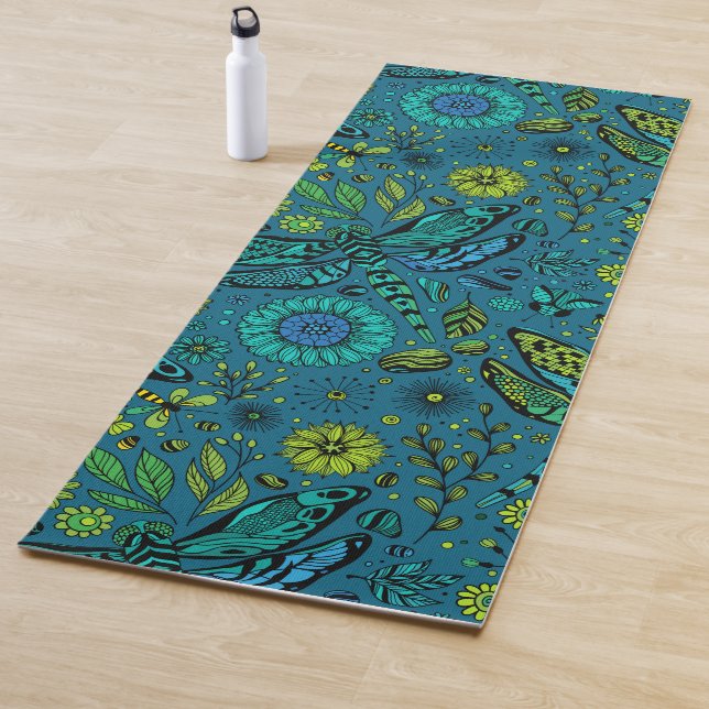 Esterilla De Yoga Volar, volar libélula en azul (In situ)