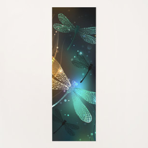 Esterilla De Yoga Vuelo de libélula luminosa verde