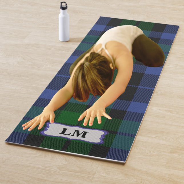 Esterilla De Yoga Wallace Tartan Blue Green Plaid Monogram Iniciales (Subido por el creador)