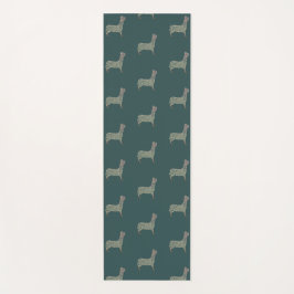 Esterilla De Yoga Warm Gold Gradient Paw Print Dog Silhouette Fabric