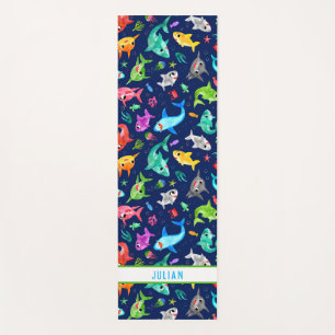 Esterilla De Yoga Watercolor Shark Family Adorable Personalizado