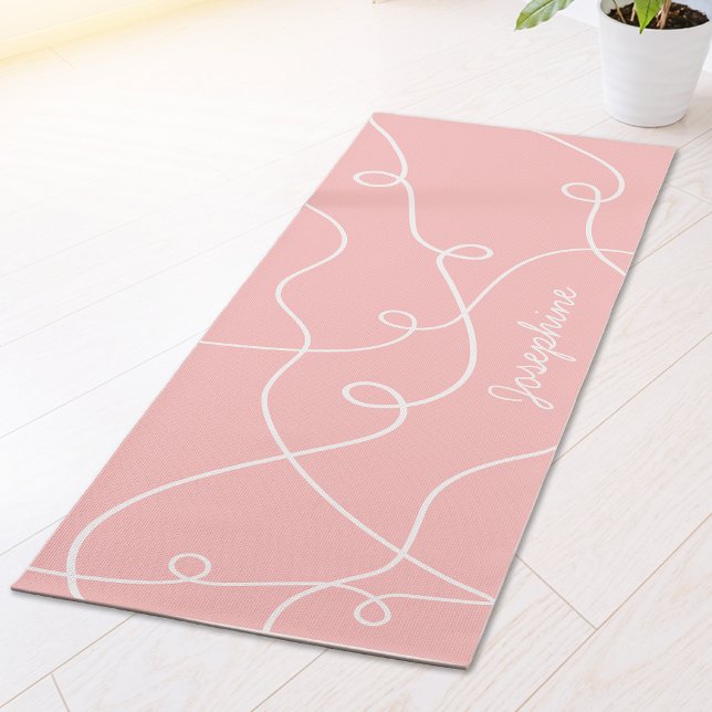 Esterilla De Yoga White On Pink Geometric Loops Pattern And Name (Subido por el creador)
