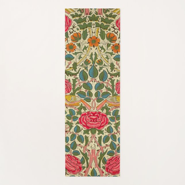 Esterilla De Yoga William Morris Rosa Floral Chintz Pink (Anverso)