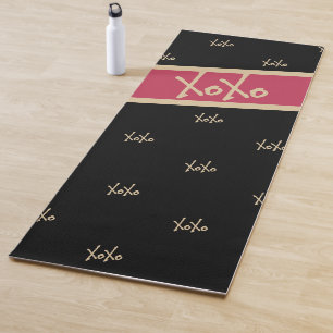Esterilla De Yoga XOXO Black Hot Pink Gold Typography