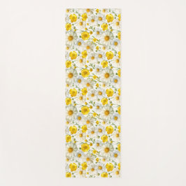 Esterilla De Yoga Yellow Watercolor Wildflower Pattern 