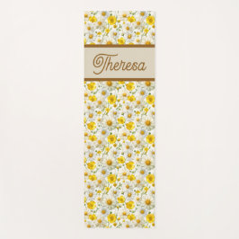 Esterilla De Yoga Yellow Wildflowers Pattern Monogram Name