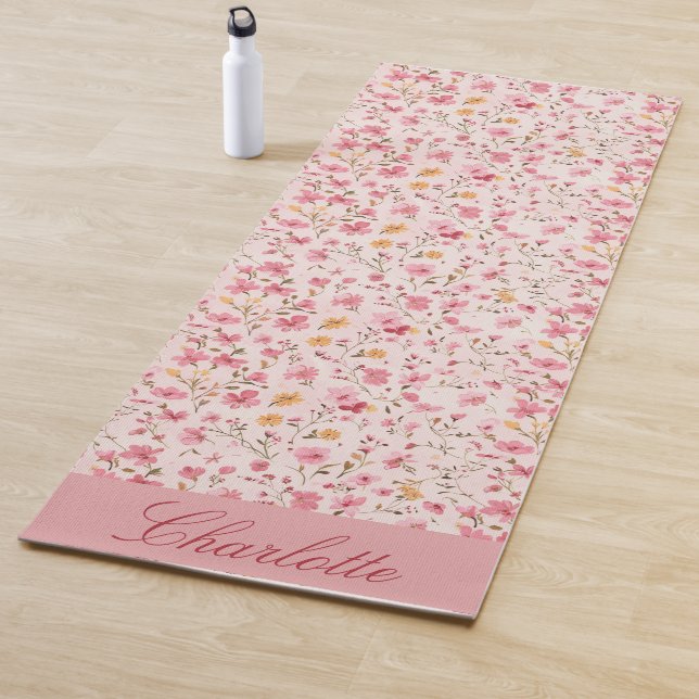 Esterilla De Yoga Yoga floral rosa personalizada (In situ)