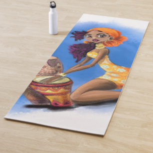 Esterilla De Yoga Yoga Mat, Chica de tambores africanos