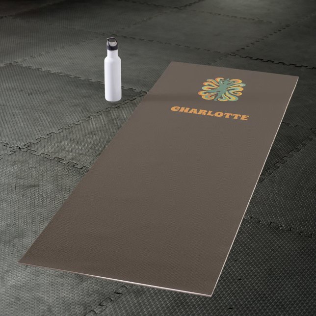 Esterilla De Yoga Yoga pose swirls retro brown orange name (Subido por el creador)