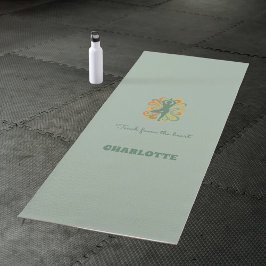 Esterilla De Yoga Yoga pose swirls retro green orange name slogan