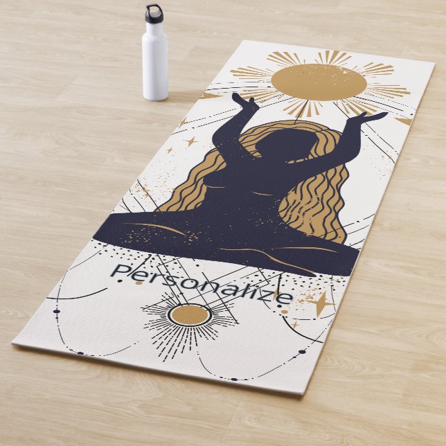 Esterilla De Yoga Zen Yoga Pose Meditation Gold Sun Personalize (In situ)