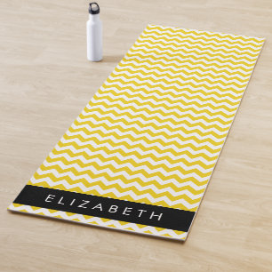 Esterilla De Yoga Zigzag Amarillo, Chevron Amarillo, Tu Nombre