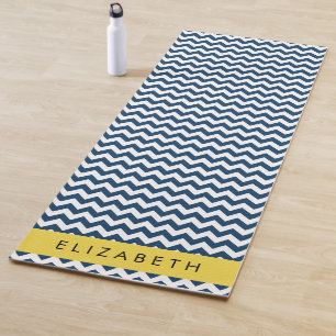 Esterilla De Yoga Zigzag azul de la marina, protector azul de la mar
