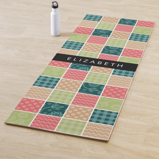 Esterilla De Yoga Zigzag, Chevron, Gingham, Puntos Polka, Tu Nombre (In situ)