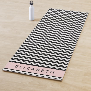 Esterilla De Yoga Zigzag negro y blanco, patrón de cheurón, nombre