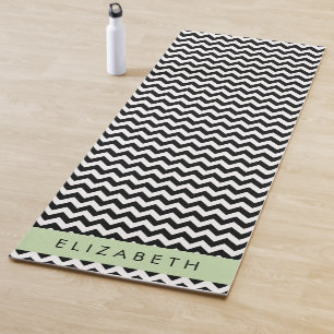 Esterilla De Yoga Zigzag negro y blanco, patrón de cheurón, nombre