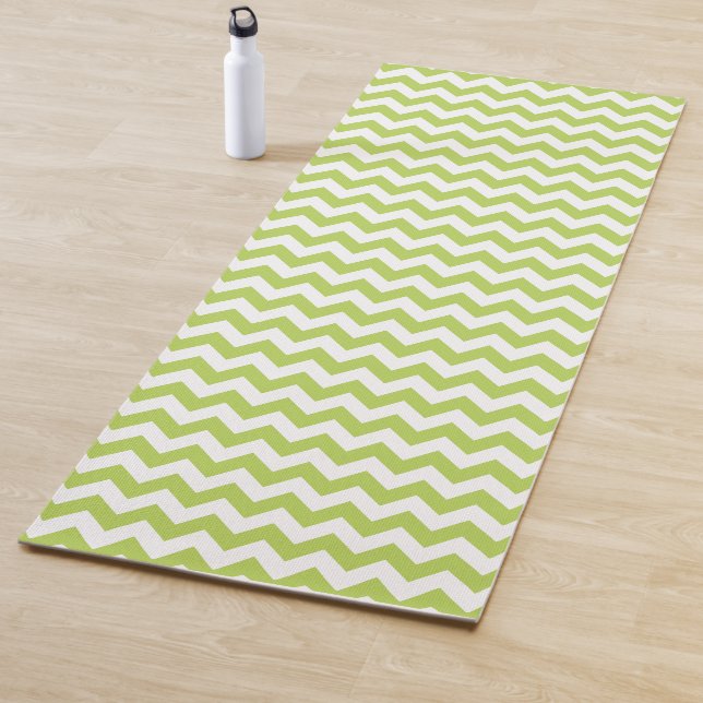 Esterilla De Yoga Zigzag verde, Chevron verde, patrón geométrico (In situ)