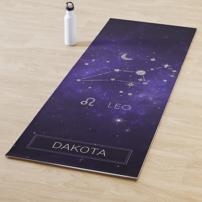 Esterilla De Yoga Zodiac Purple Leo | Horoscopio Astrológico Cósmico (In situ)