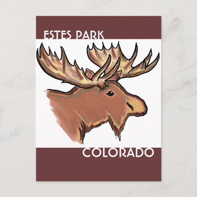 Estes Park Colorado, postal de alces marrones (Anverso)