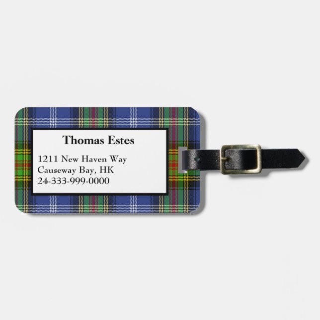 Estes Tartan Plaid Lumaletas Etiqueta (Frente Horizontal)
