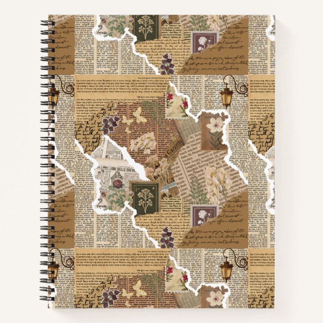 Estética de Collage de Efímeras Antiguas Diario de (Anverso)