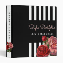 Estilista el | negro floral rosado de las rayas