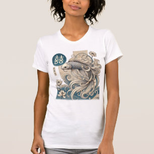 Estilizada camiseta de pescado Koi