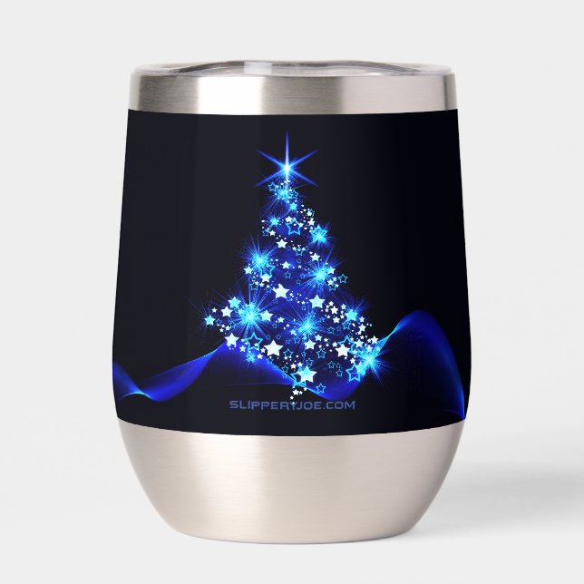 estilizado árbol de Navidad SlipperyJoe azul brill (Trasero)
